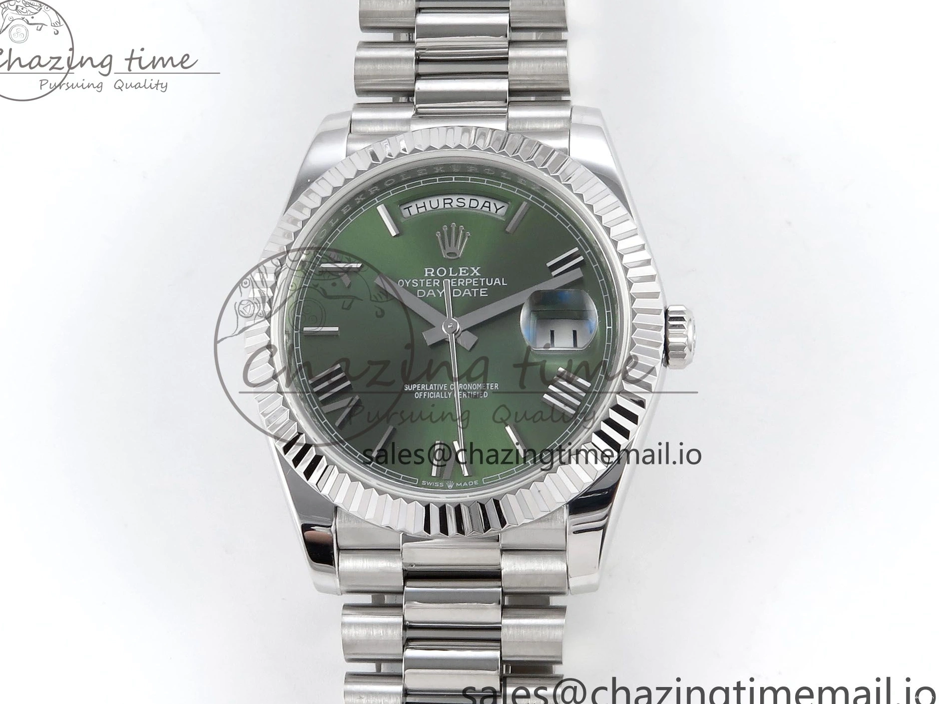 Weight) Roman 1:1 KF 40 Edition Best 228239 (Gain on SS Dial Green Bracelet VR3255 Day President Date 0308